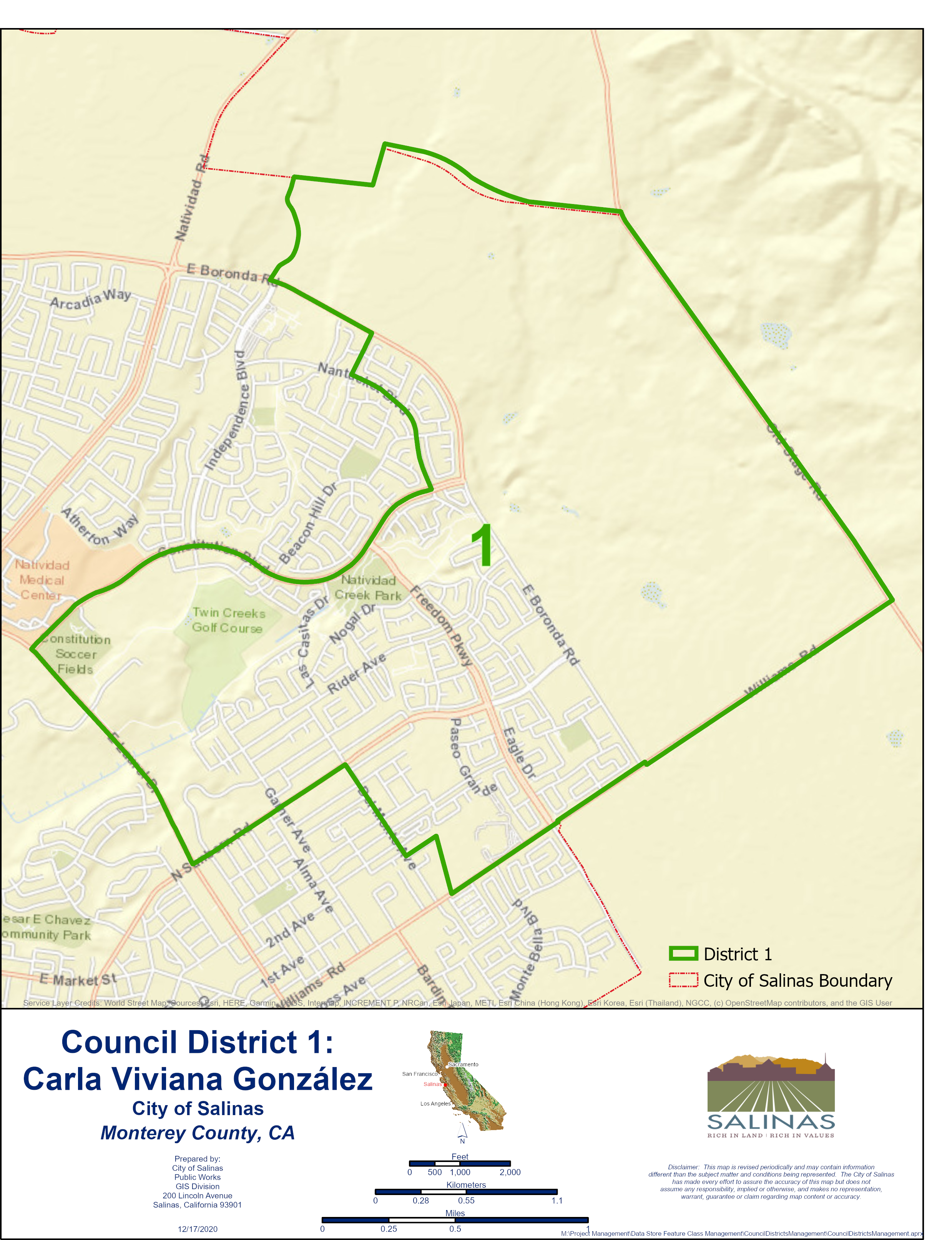 Map of Salinas City Council District 1